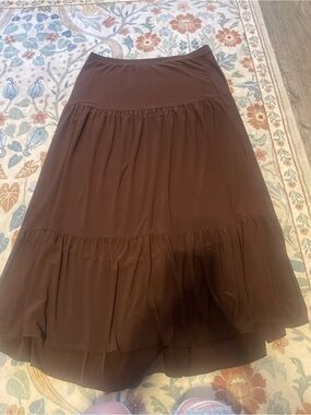 Carol Rose Chocolate Brown Tiered Maxi Skirt